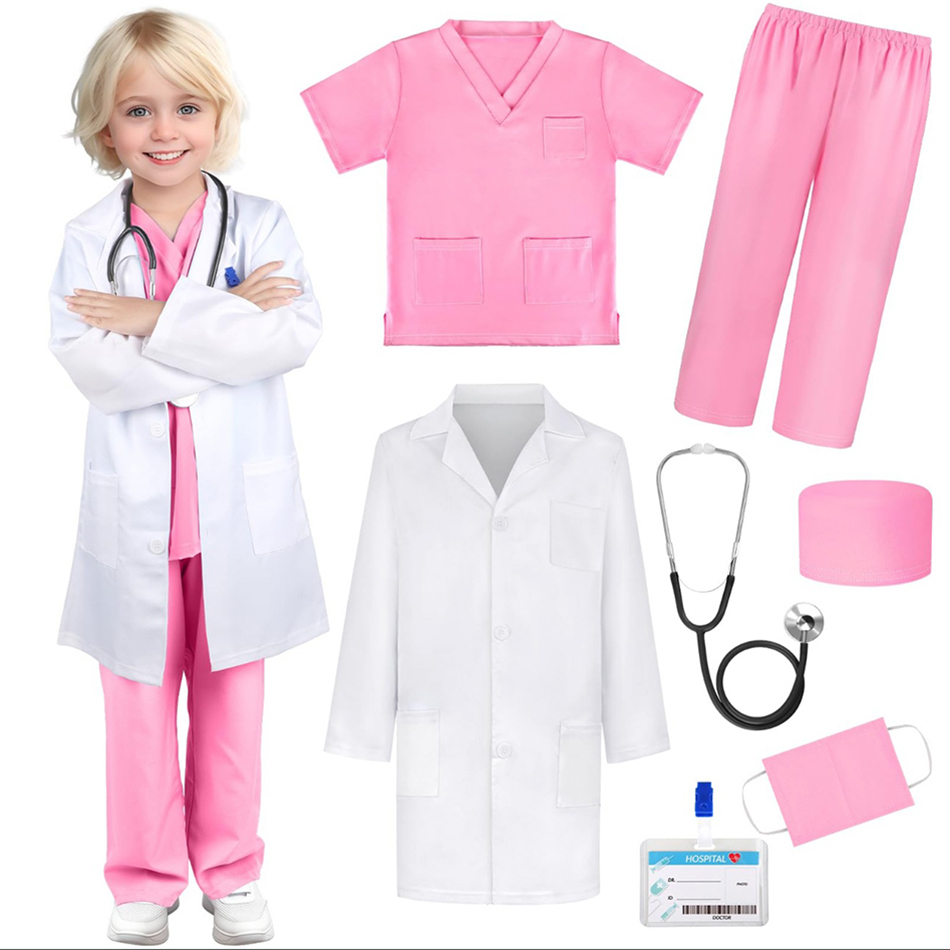 Medical Lab Coats - 7 Pcs/Pack Kid White Medical Uniform